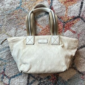 GUCCI GG Sherry Line Canvas Web Tote in Cream